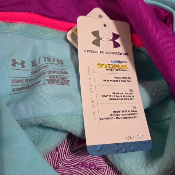 Under Armour Light Blue Purple Big Logo Fleece Storm Hoodie Sweatshirt NWT XL - Picture 9 of 10